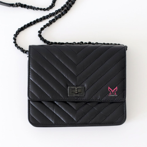 CHANEL Reissue Wallet on Chain 17K  So Black Chevron Calfskin 