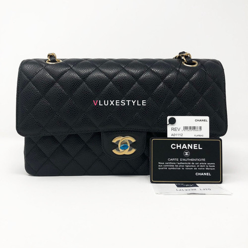 VAN CLEEF 
ARPELS Classic Black Quilted Medium Caviar with gold hardware 