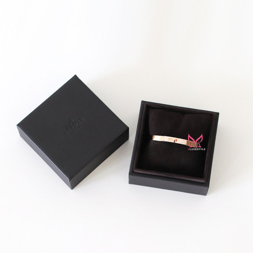 HERMES Kelly Bracelet Pave 18K Rose Gold Diamonds SH 