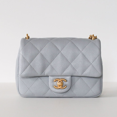 CHANEL Small Sweetheart Crush Flap 23P Gray Caviar Brushed Gold Hardware 