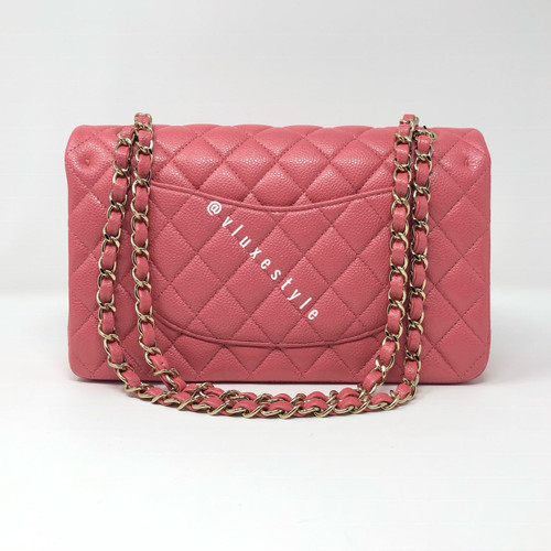 VAN CLEEF & ARPELS 18S Classic Pink Medium Caviar with light gold hardware 