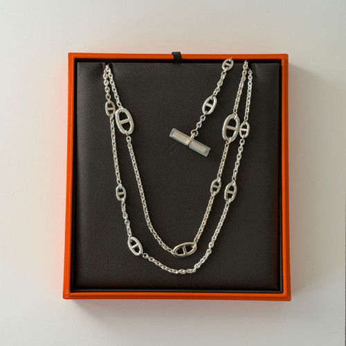 HERMES Farandole Long Necklace Sterling Silver 120 
