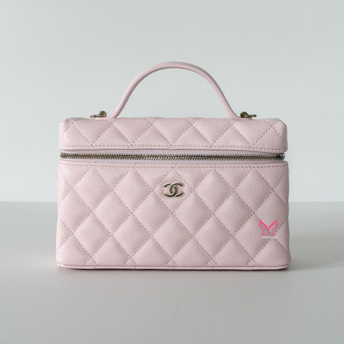 Vanity Top Handle Bag with Chain 26C Light Pink Quilted Caviar Light Gold Hardware