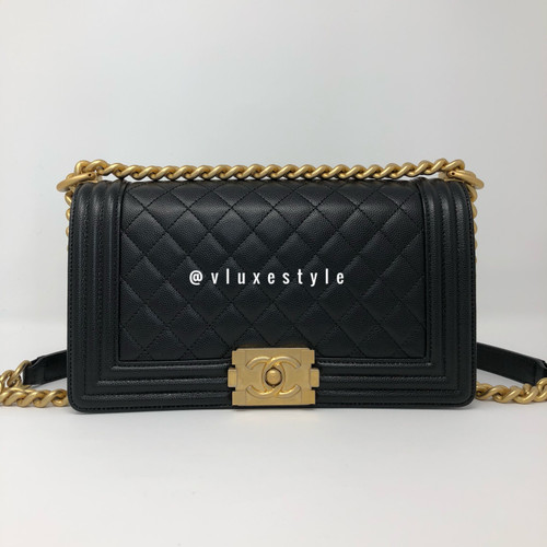 Le boy Old Medium Black Caviar with brushed gold hardware-1653426486 Le boy Old Medium Black Caviar with brushed gold hardware-1653426486