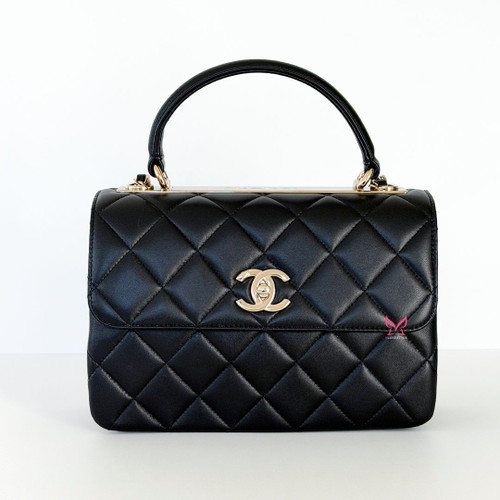 CHANEL Small Trendy CC 22B Black Quilted Lambskin Light Gold Hardware 