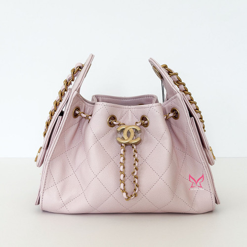 CHANEL Mini 26C Hobo 25 Rose Clair Light Pink Quilted Caviar Gold Hardware 