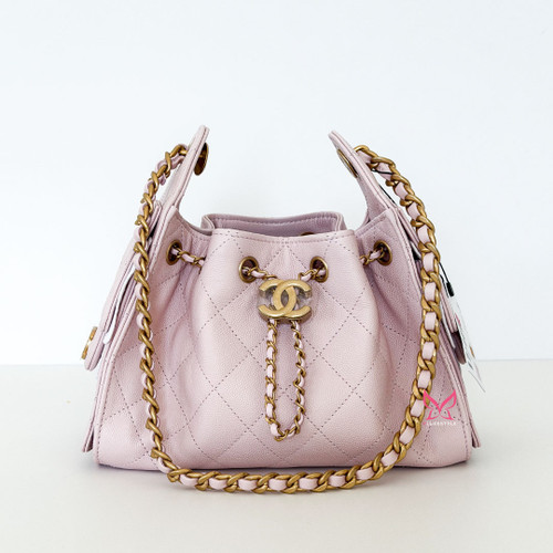 CHANEL Mini 26C Hobo 25 Rose Clair Light Pink Quilted Caviar Gold Hardware 