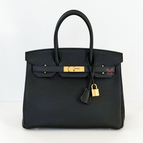 HERMES Birkin 30 Black Togo Gold Hardware 