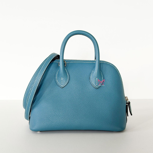 HERMES Mini Bolide Blue Jean Evercolor Palladium 