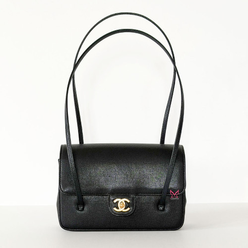 CHANEL Small Preppy Coco Flap 26S Black Caviar Gold Hardware 