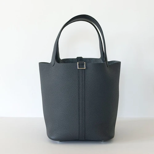 HERMES Picotin 22 Gris Misty Clemence Palladium Stamp K 