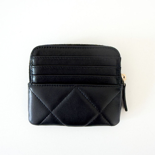 Chanel 19 Zipped Coin Purse Wallet 23K Black Quilted Lambskin