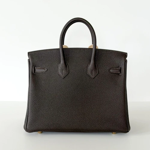 HERMES Birkin 25 Bai Brun Togo Permabrass Hardware K 