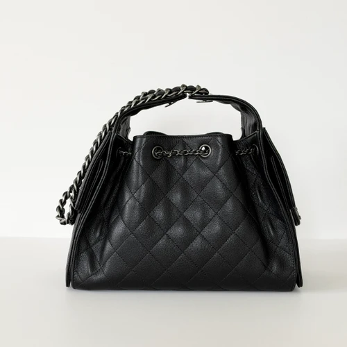 CHANEL Small 25 Hobo Bag 26C Black Caviar Ruthenium Hardware 