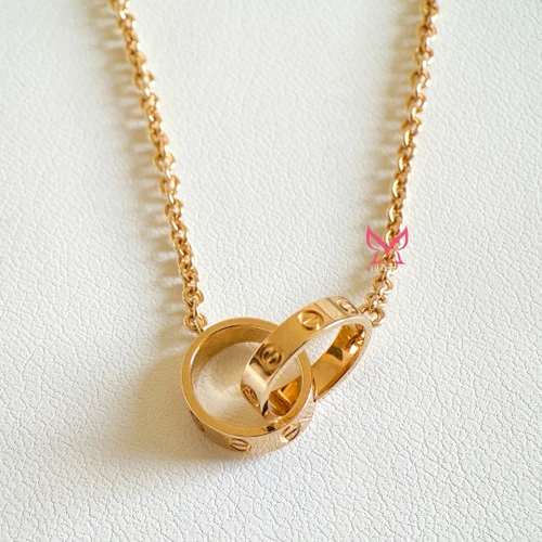 CARTIER Interlocking Love Necklace 18K Yellow Gold 