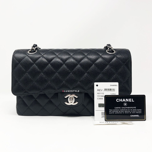 Chanel Classic Medium Double Flap Black Quilted Caviar with silver hardware Chanel Classic Medium Double Flap Black Quilted Caviar with silver hardware