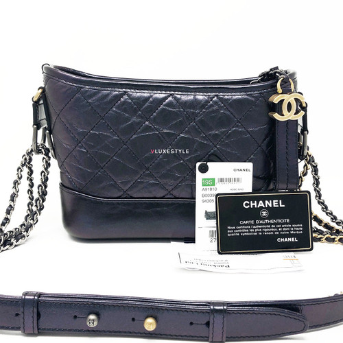 Chanel 19S Small Gabrielle Hobo Iridescent Black Calfskin Chanel 19S Small Gabrielle Hobo Iridescent Black Calfskin
