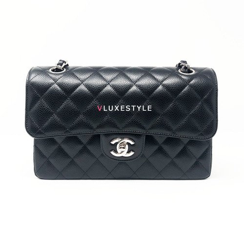 Chanel Classic Small Black Caviar Double Flap with silver hardware Chanel Classic Small Black Caviar Double Flap with silver hardware