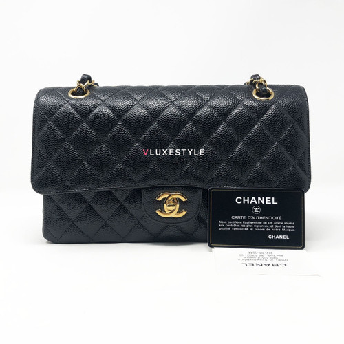 VAN CLEEF 
ARPELS Payment Plan: Chanel Classic Black Medium Double Flap Caviar with gold hardware 