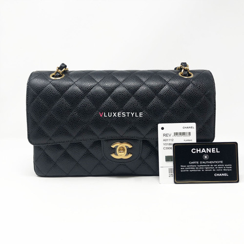 Chanel Classic Black Quilted Caviar Medium Double Flap with gold hardware Chanel Classic Black Quilted Caviar Medium Double Flap with gold hardware