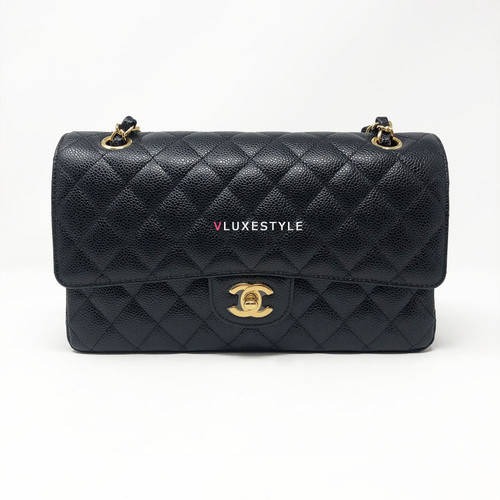 Chanel Classic Black Quilted Caviar Medium Double Flap with gold hardware Chanel Classic Black Quilted Caviar Medium Double Flap with gold hardware