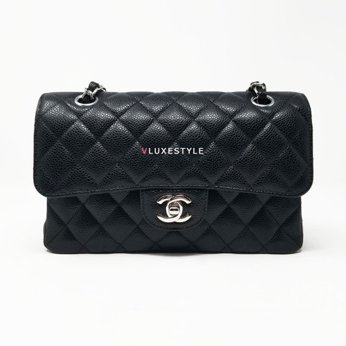 VAN CLEEF 
ARPELS Chanel Classic Small Double Flap Black Caviar with silver hardware-1653429323 