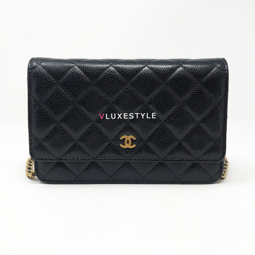 VAN CLEEF 
ARPELS Chanel Classic Wallet on Chain Black Quilted Caviar with gold hardware-1653429411 