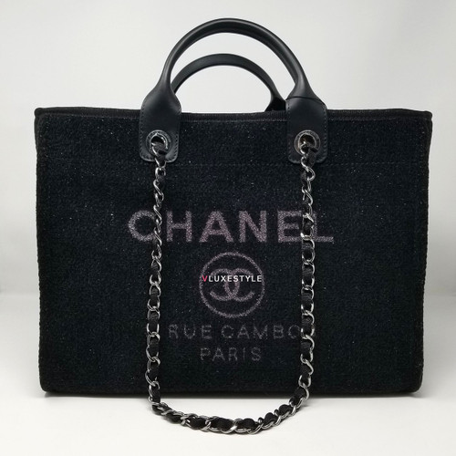 VAN CLEEF 
ARPELS Deposit to reserve: Chanel 19A Deauville with handle Black Lurex Boucle with silver hardware 