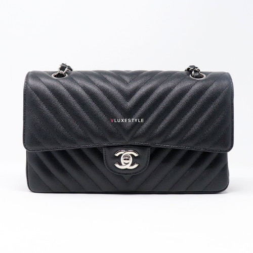 chanel mini square chevron caviar