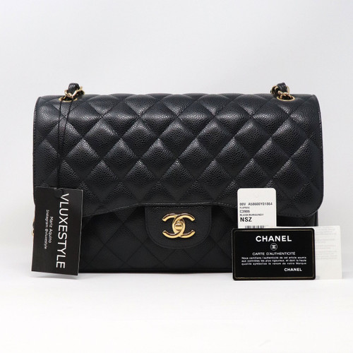 VAN CLEEF 
ARPELS 20% Non-refundable deposit to reserve: Chanel Classic Jumbo Double Flap Black Quilted Caviar with gold hardware 