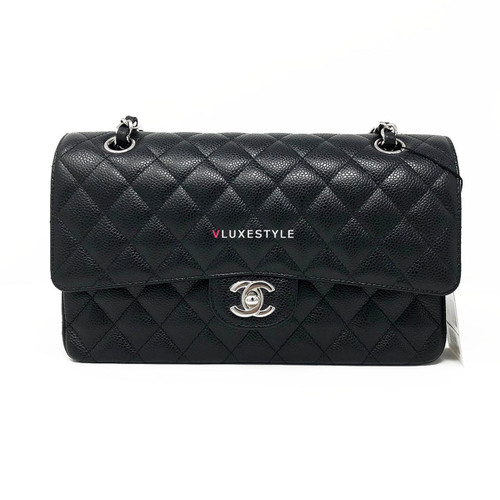 VAN CLEEF 
ARPELS Partial payment: Chanel Classic Medium Double Flap Black Quilted Caviar with silver hardware 