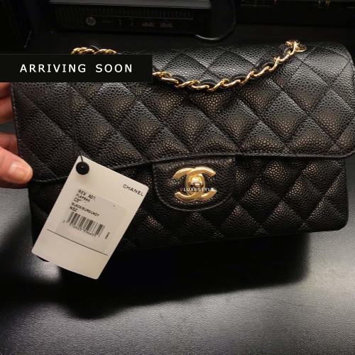 VAN CLEEF & ARPELS Chanel Classic Small Double Flap Black Quilted Caviar with gold hardware-1653436320 
