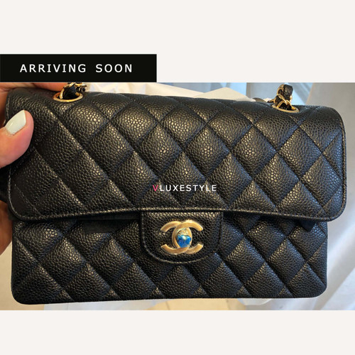 VAN CLEEF & ARPELS Chanel Classic Small Double Flap Black Quilted Caviar with gold hardware-1653436445 