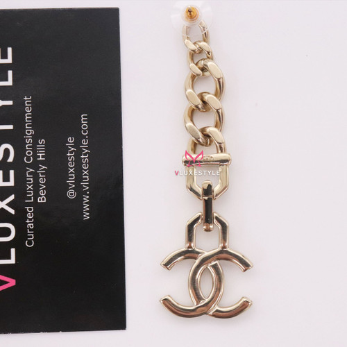 CHANEL Chanel 20S Metal Crystal CC Vendome CC Dangle Earrings Gold tone 