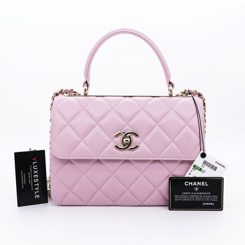VAN CLEEF 
ARPELS Chanel Small Trendy CC 21S Light Pink Quilted Lambskin with light gold hardware 