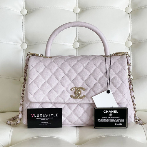 VAN CLEEF & ARPELS Chanel Coco Handle 20A Lilac Quilted Caviar with light gold hardware 