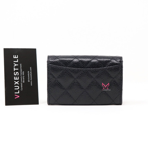 VAN CLEEF 
ARPELS Chanel Flap Card Holder Black Quilted Caviar with gold hardware-1653443651 