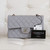 VAN CLEEF & ARPELS Chanel Classic Small Double Flap 21A Gray/Grey Quilted Caviar with light gold hardware-1653443909 