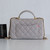 VAN CLEEF 
ARPELS Chanel Mini Rectangular Top Handle 21A Gray/Grey Quilted Lambskin with brushed gold hardware 