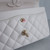 VAN CLEEF & ARPELS Chanel Classic Small Double Flap 21B White Quilted Caviar with light gold hardware 