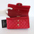 CHANEL Chanel Classic Small  Double Flap 19B Red Quilted Caviar with light gold hardware 