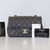 VAN CLEEF & ARPELS Chanel Classic Mini Rectangular 20S Dark Gray/Grey Quilted Lambskin with light gold hardware 