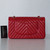 VAN CLEEF & ARPELS Chanel Classic Medium Double Flap 20B Red Chevron Caviar with light gold hardware 