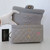 VAN CLEEF & ARPELS Chanel Classic Small Double Flap 21A Light Gray Quilted Caviar with light gold hardware 