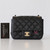 CHANEL Chanel Classic Mini Square Flap 18B Black Quilted Caviar with light gold hardware 