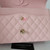 CHANEL Chanel Classic Medium Double Flap 22B Rose Clair/Light Pink Quilted Caviar with light gold hardware 