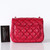 CHANEL Chanel Classic Mini Square Flap 18B Raspberry Red Quilted Caviar Silver Hardware 