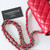 CHANEL Chanel Classic Mini Square Flap 18B Raspberry Red Quilted Caviar Silver Hardware 