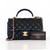 CHANEL Chanel Mini Top Handle 21S Black Quilted Caviar Light Gold Hardware 