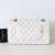 CHANEL Chanel Classic Medium Flap 19B White Quilted Caviar Light Gold Hardware 